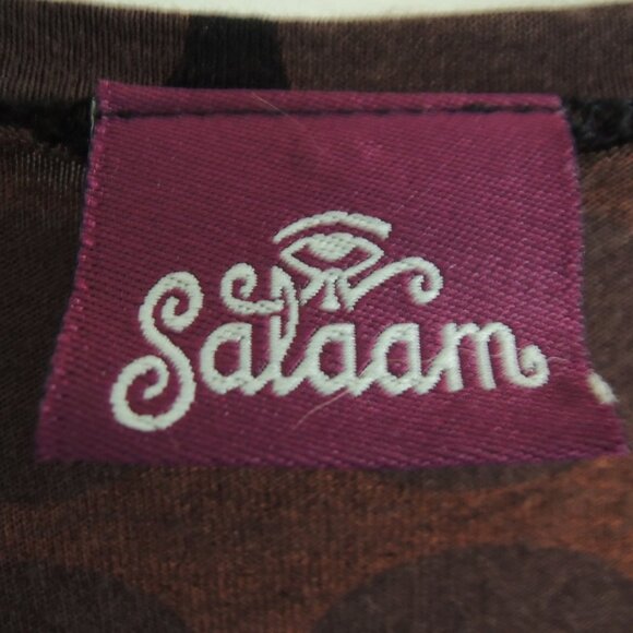 Salaam Black & Brown Faux Wrap Ruched Jersey Dress M - Picture 7 of 9